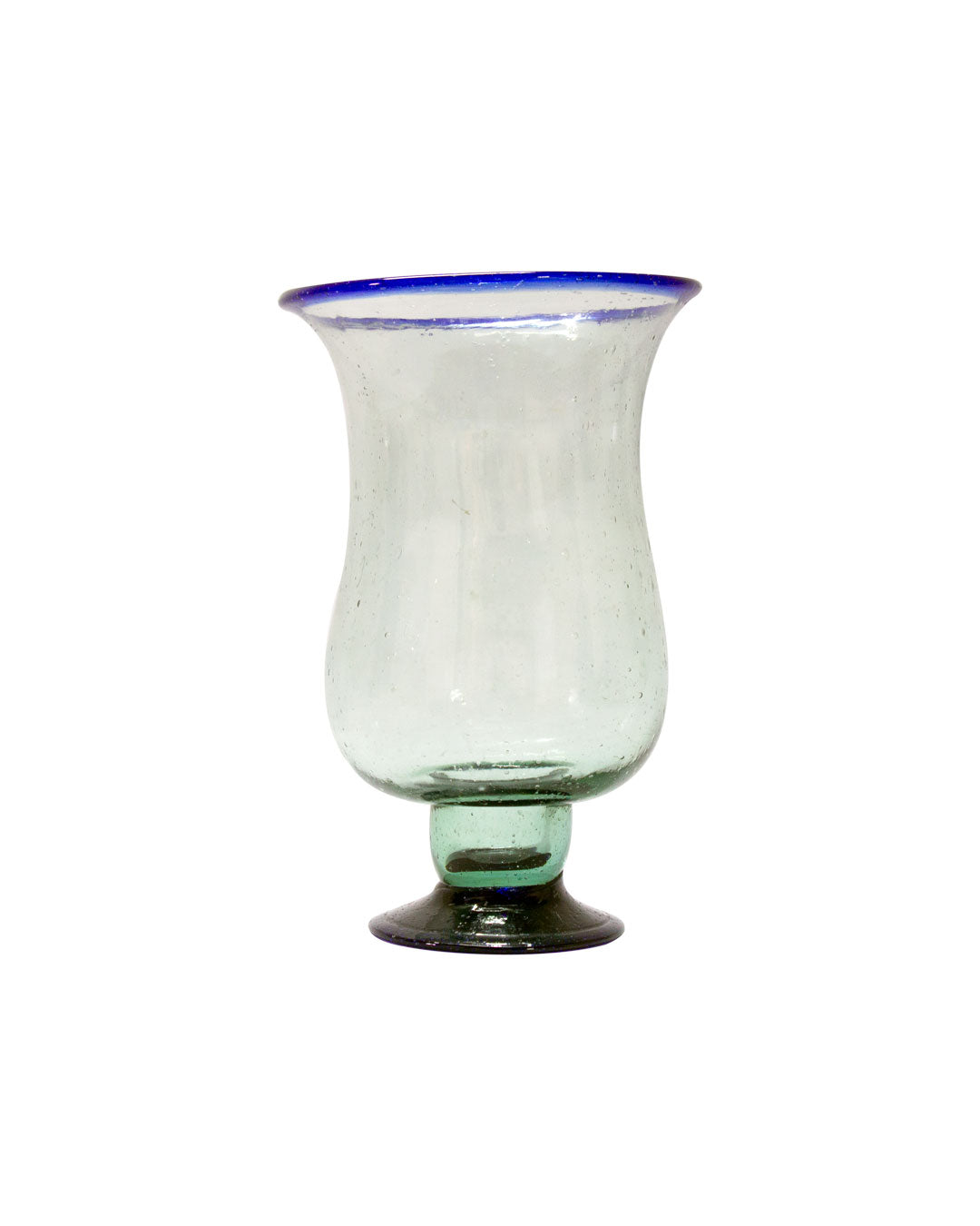 Clear Glass Vase with Cobalt Rim. Mallorca, 1970s