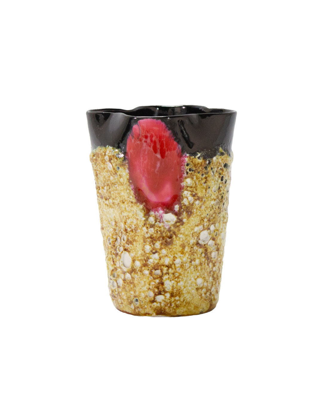 Sand & Red Lava Ceramic Vase. Vallauris, 1960s