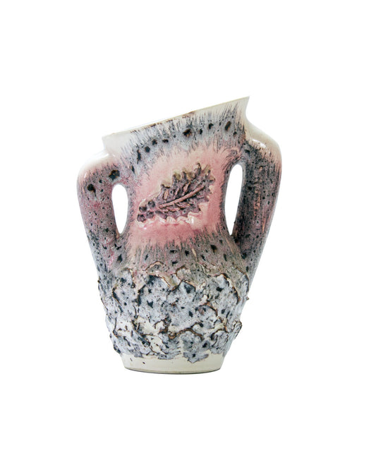 Pink & Brown Fat Lava Ceramic Vase, 1960s