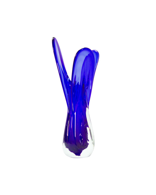 Cobalt Blue Sculptural Glass Vase