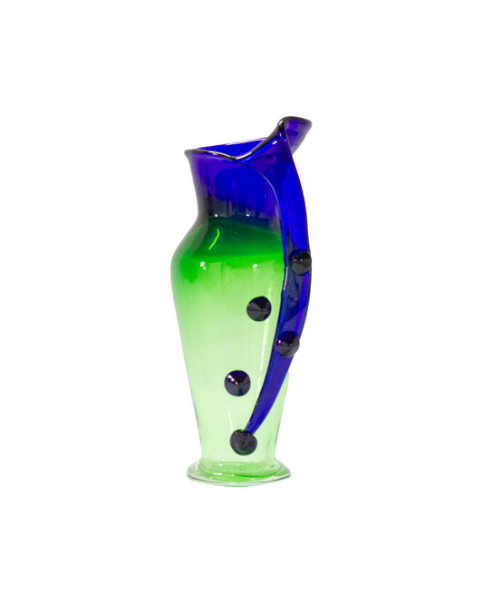 Lime & Cobalt Blown Glass Vase, 1970s