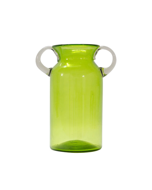 Apple Green Blown Glass Vase. Vidriosomex, Mexico