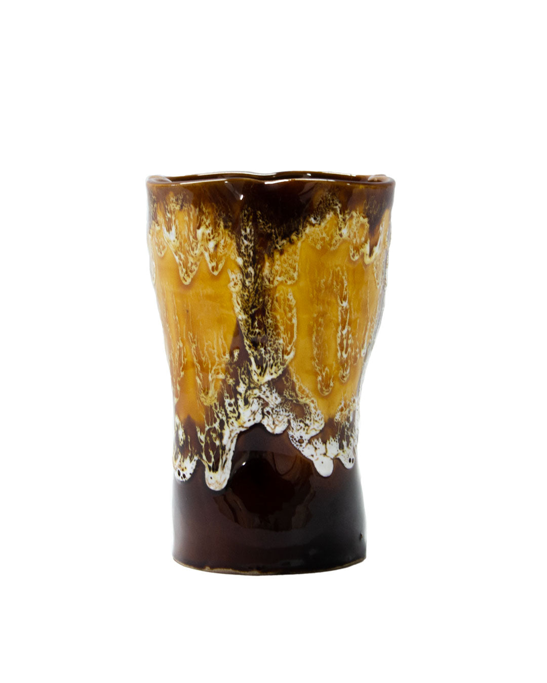 Mustard Fat Lava Ceramic Vase. Vallauris, 1960s
