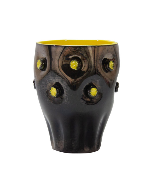 Black & Yellow Lustre Ceramic Vase. Vallauris, 1960s
