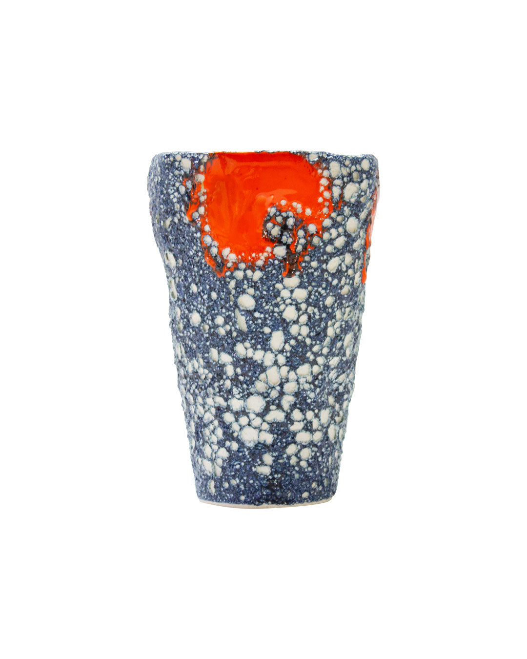 Blue & Orange Lava Ceramic Vase. Vallauris, 1960s